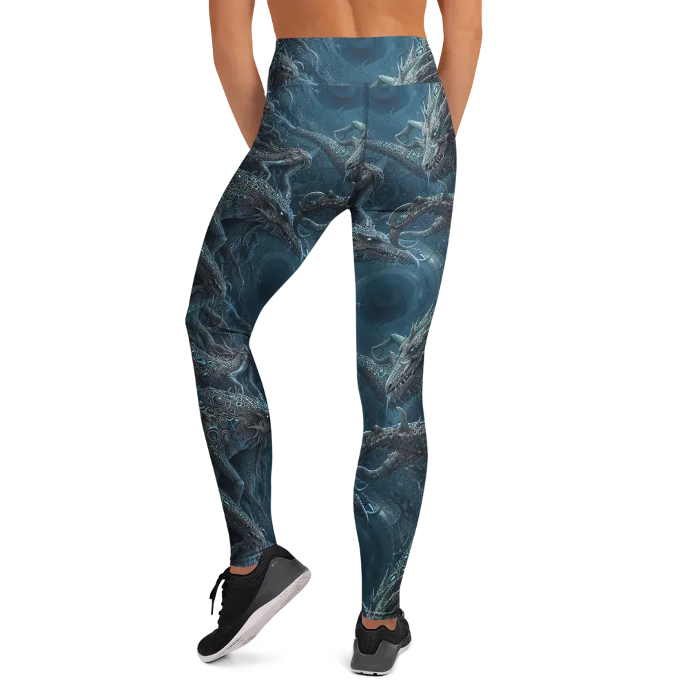 Azure Dragonfall on Yoga Leggings — Back