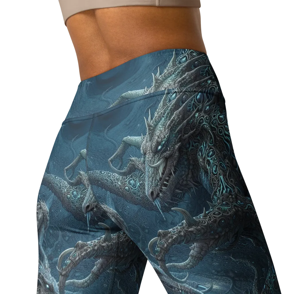 Azure Dragonfall on Yoga Leggings — Back 2