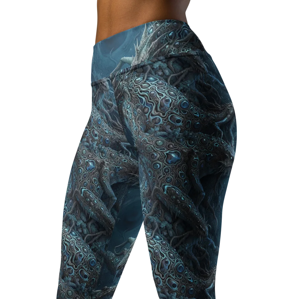 Azure Dragonfall on Yoga Leggings — Back waist