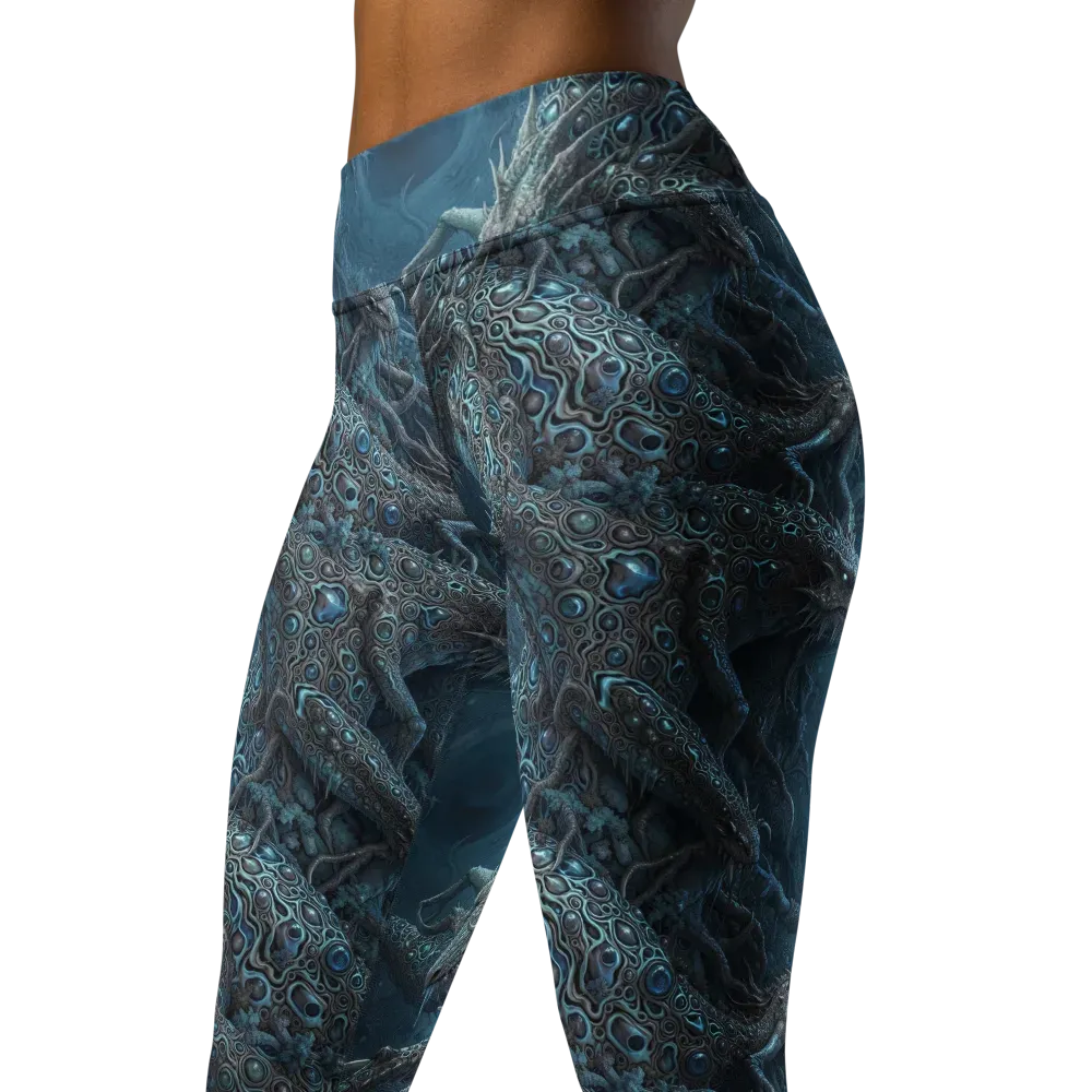 Azure Dragonfall on Yoga Leggings — Back waist