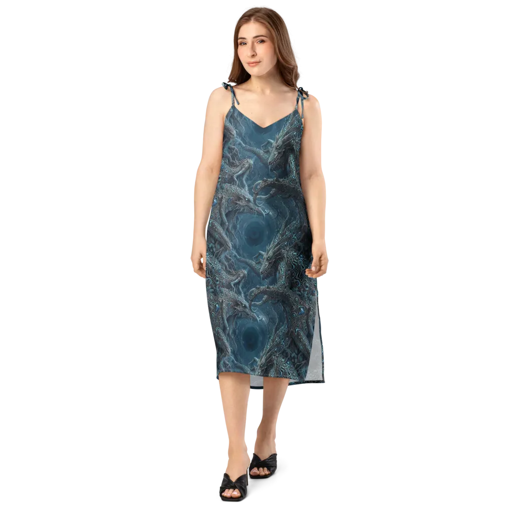 Azure Dragonfall on Slip Dress — Front