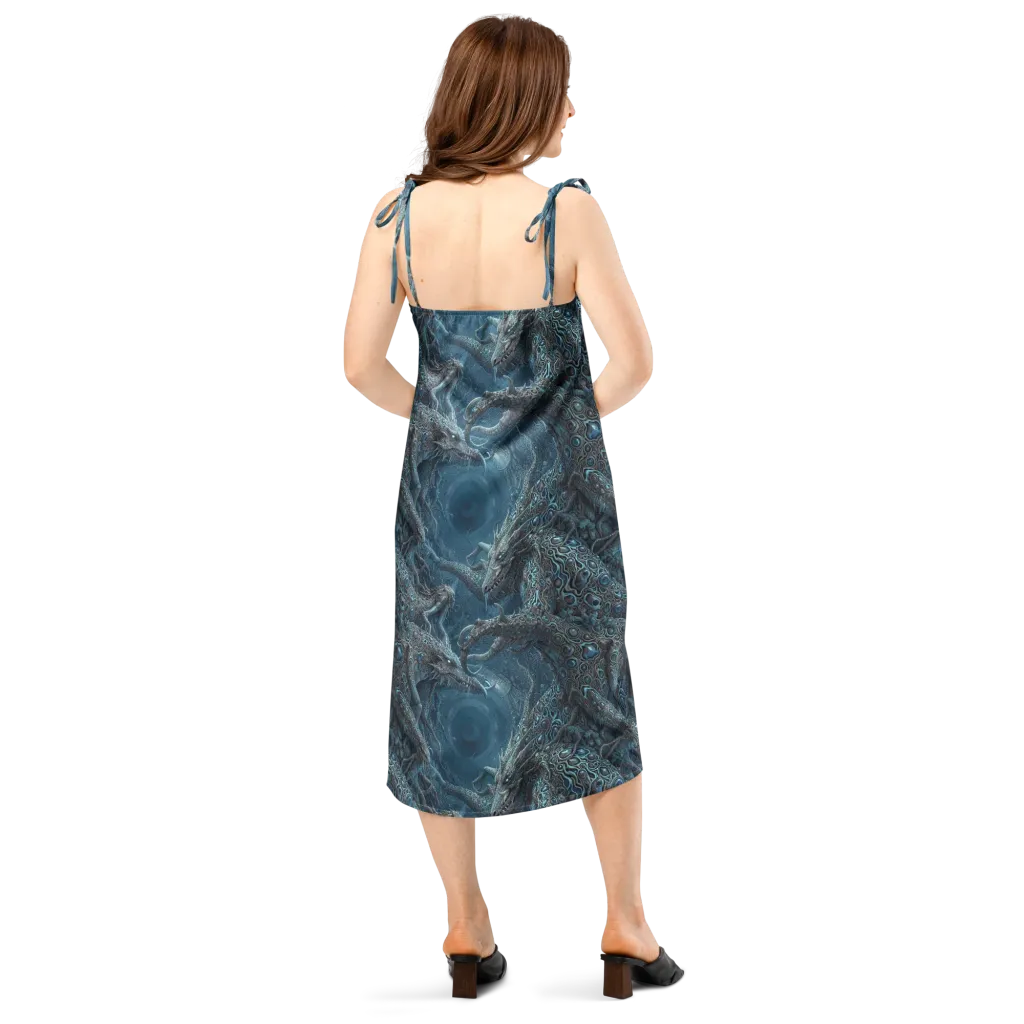 Azure Dragonfall on Slip Dress — Back