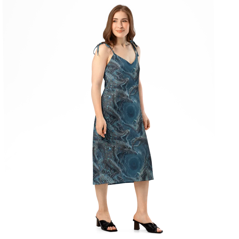 Azure Dragonfall on Slip Dress — Right Front