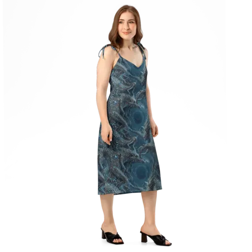 Azure Dragonfall on a Slip Dress