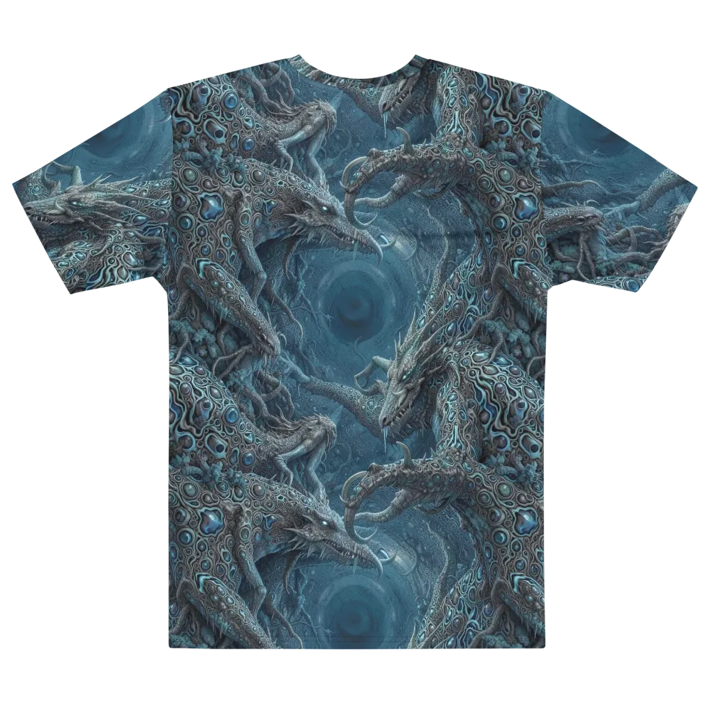 Azure Dragonfall on Men's Cotton Crew Neck T-Shirt — Front print