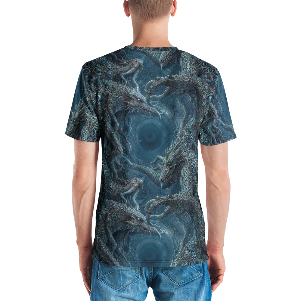 Azure Dragonfall on Men's Crew Neck T-Shirt — Back