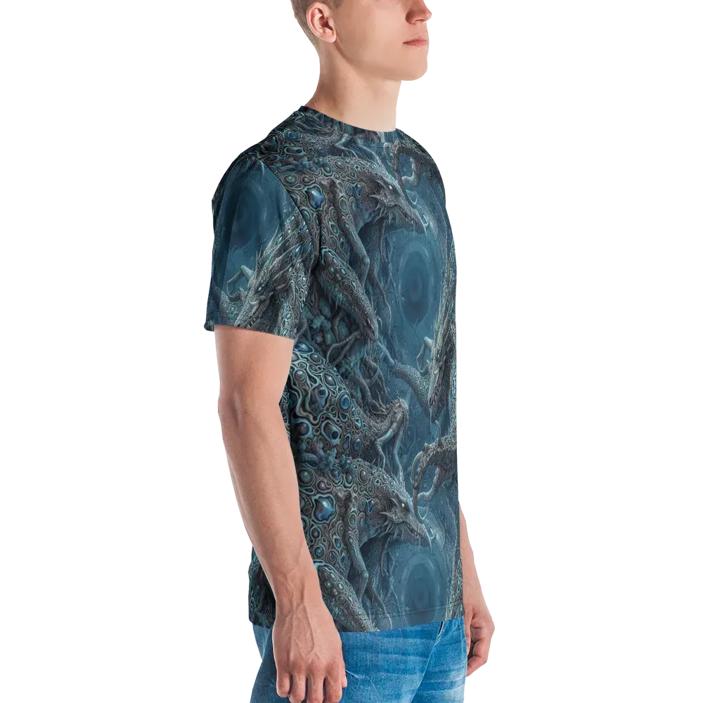 Azure Dragonfall on Men's Crew Neck T-Shirt — Right