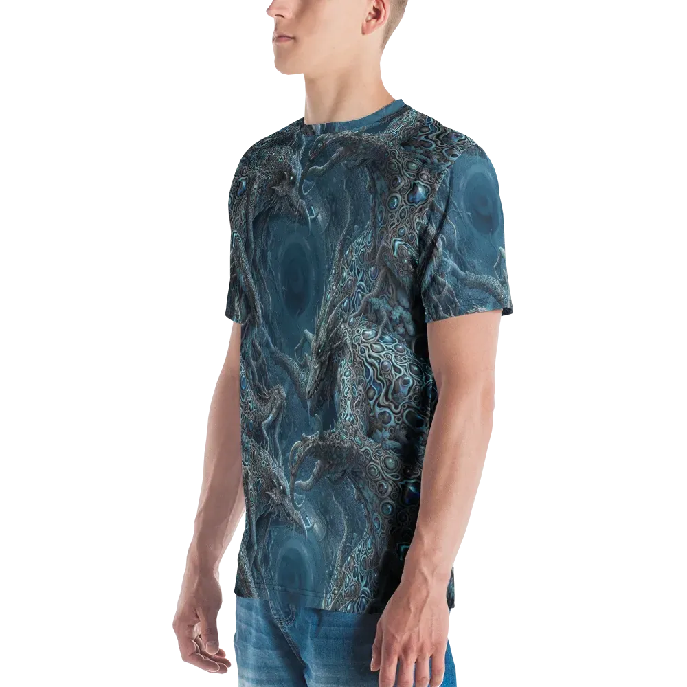 Azure Dragonfall on Men's Crew Neck T-Shirt — Left