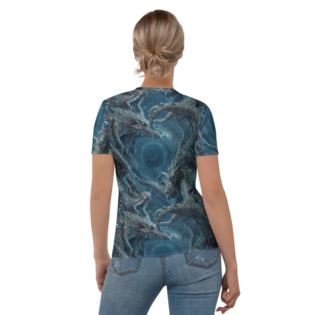 Azure Dragonfall on Women's Crew Neck T-Shirt — Back