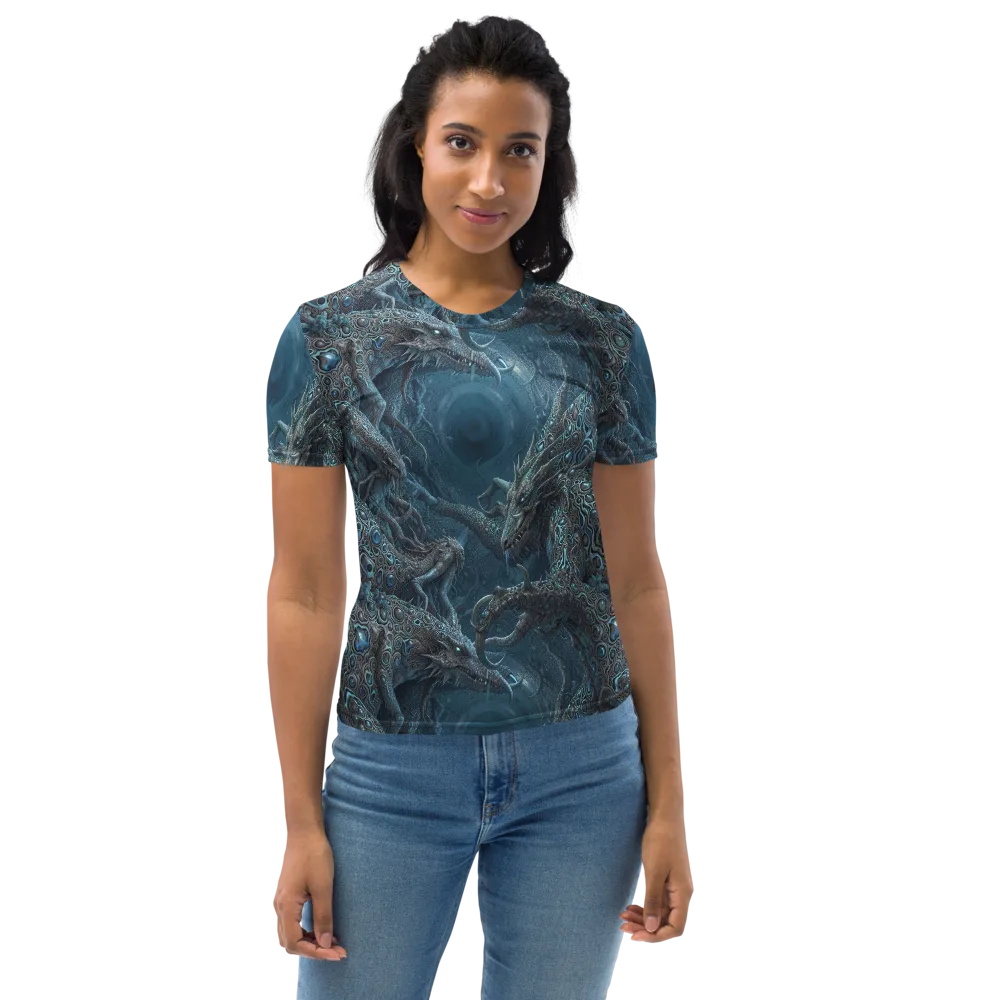 Azure Dragonfall on Women's Crew Neck T-Shirt — Back print
