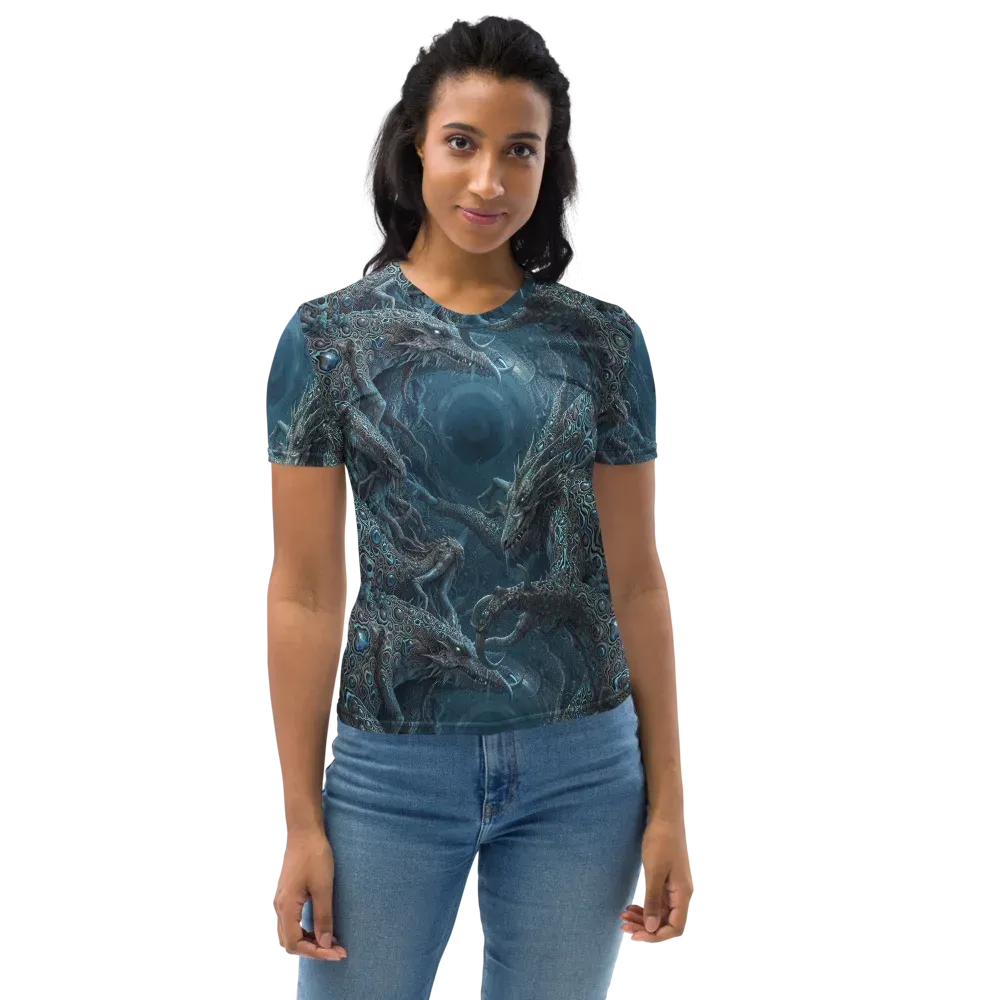 Azure Dragonfall on Women's Crew Neck T-Shirt — Back print