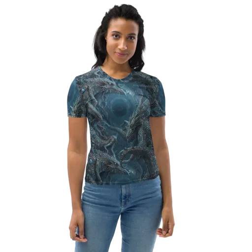 Azure Dragonfall on a Women's Crew Neck T-Shirt