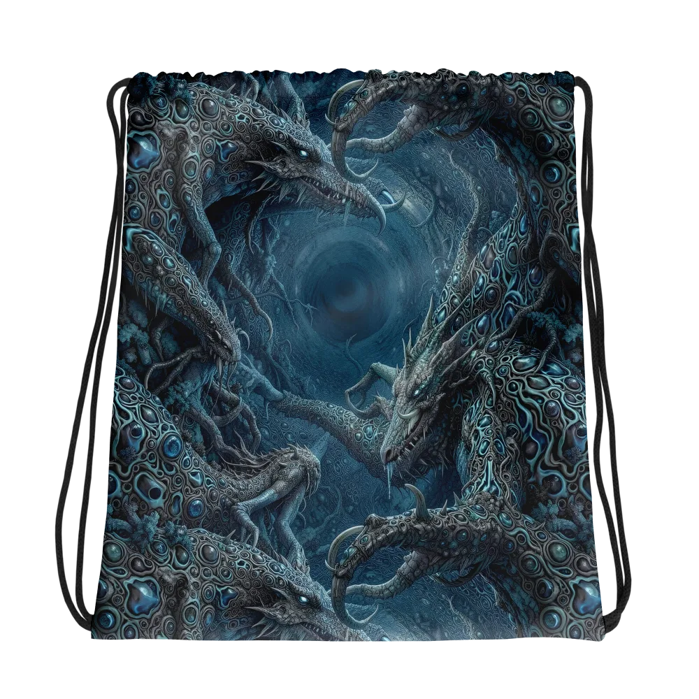 Azure Dragonfall on Drawstring Bag — Mockup