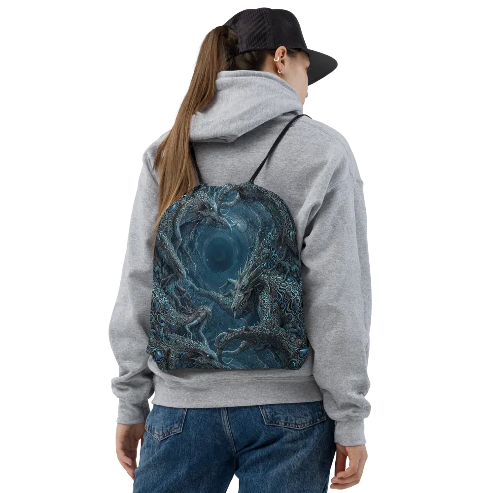 Azure Dragonfall on Drawstring Bag — Front