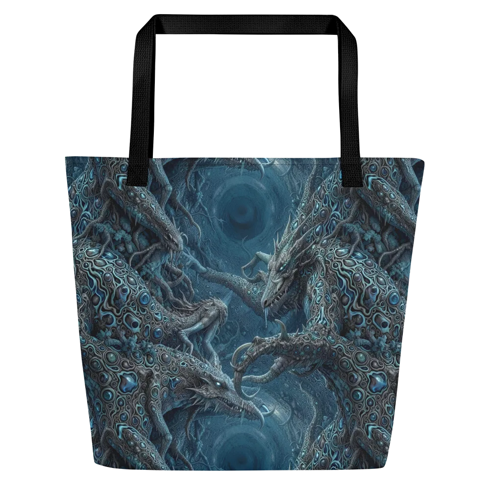 Azure Dragonfall on Large Tote Bag W/ Pocket — Front