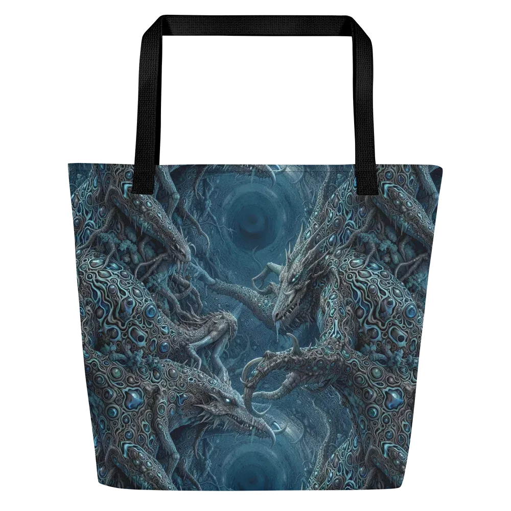 Azure Dragonfall on Large Tote Bag W/ Pocket — Front