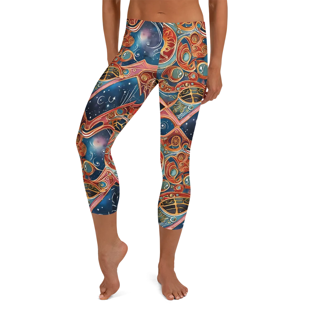 Celestial Filigree on Capri Leggings — Front