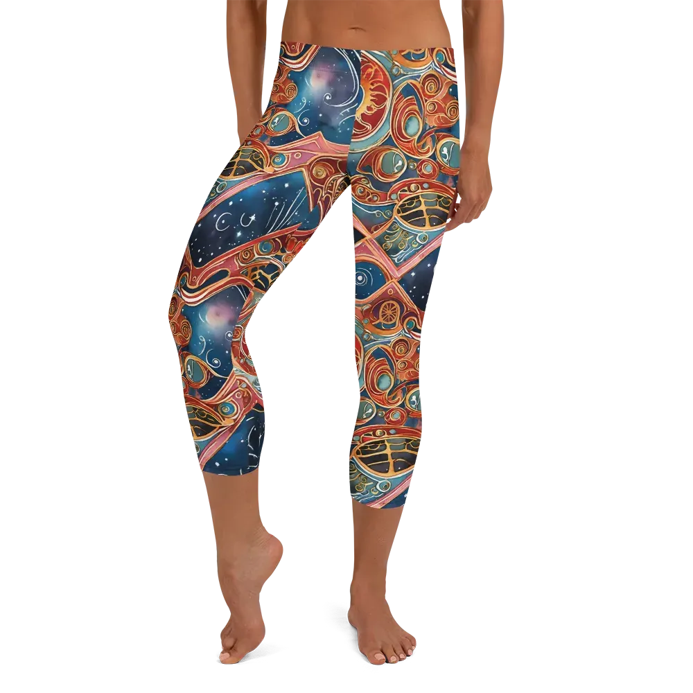 Celestial Filigree on Capri Leggings — Front