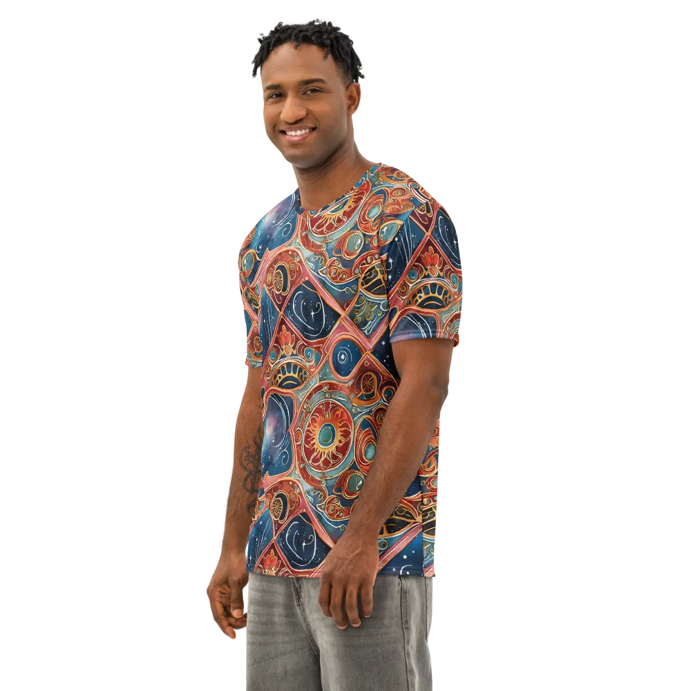 Celestial Filigree on Men's Cotton Crew Neck T-Shirt — Left Front