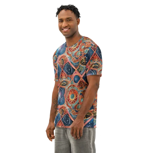 Celestial Filigree on a Men's Cotton Crew Neck T-Shirt