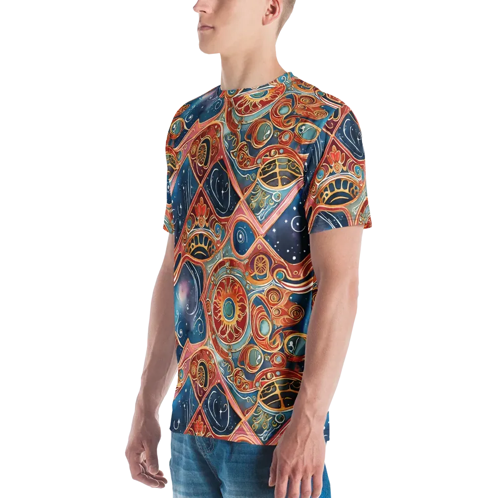Celestial Filigree on Men's Crew Neck T-Shirt — Left