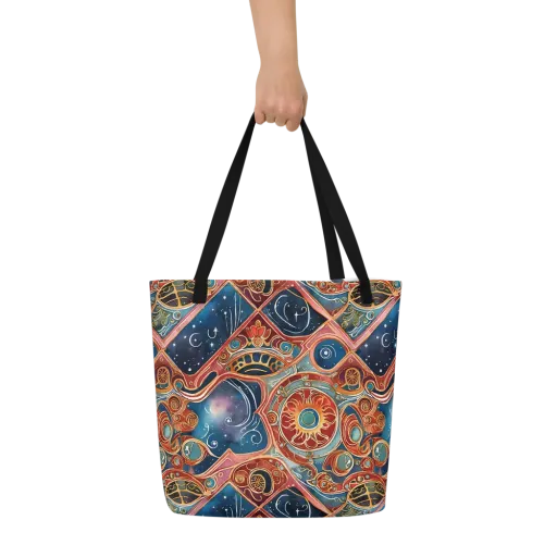 Celestial Filigree on Large Tote Bag W/ Pocket