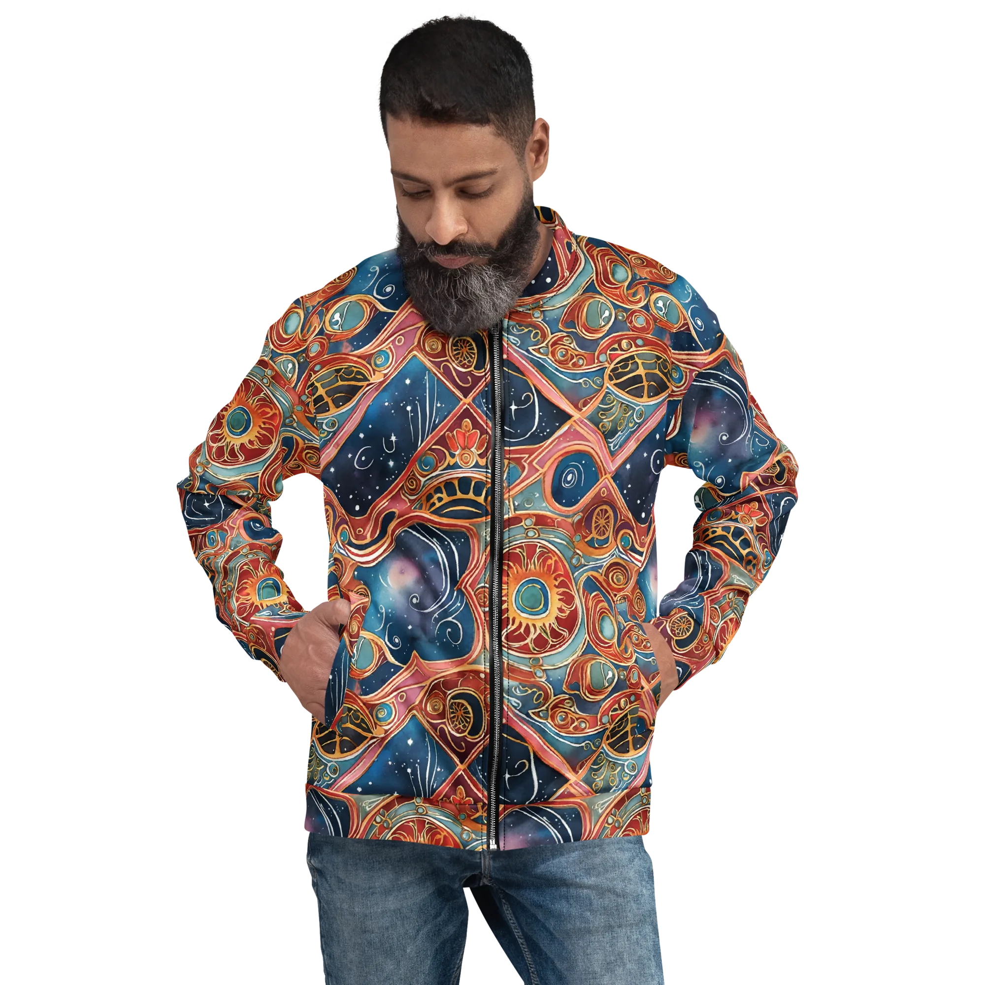 Celestial Filigree on Bomber Jacket — Front print