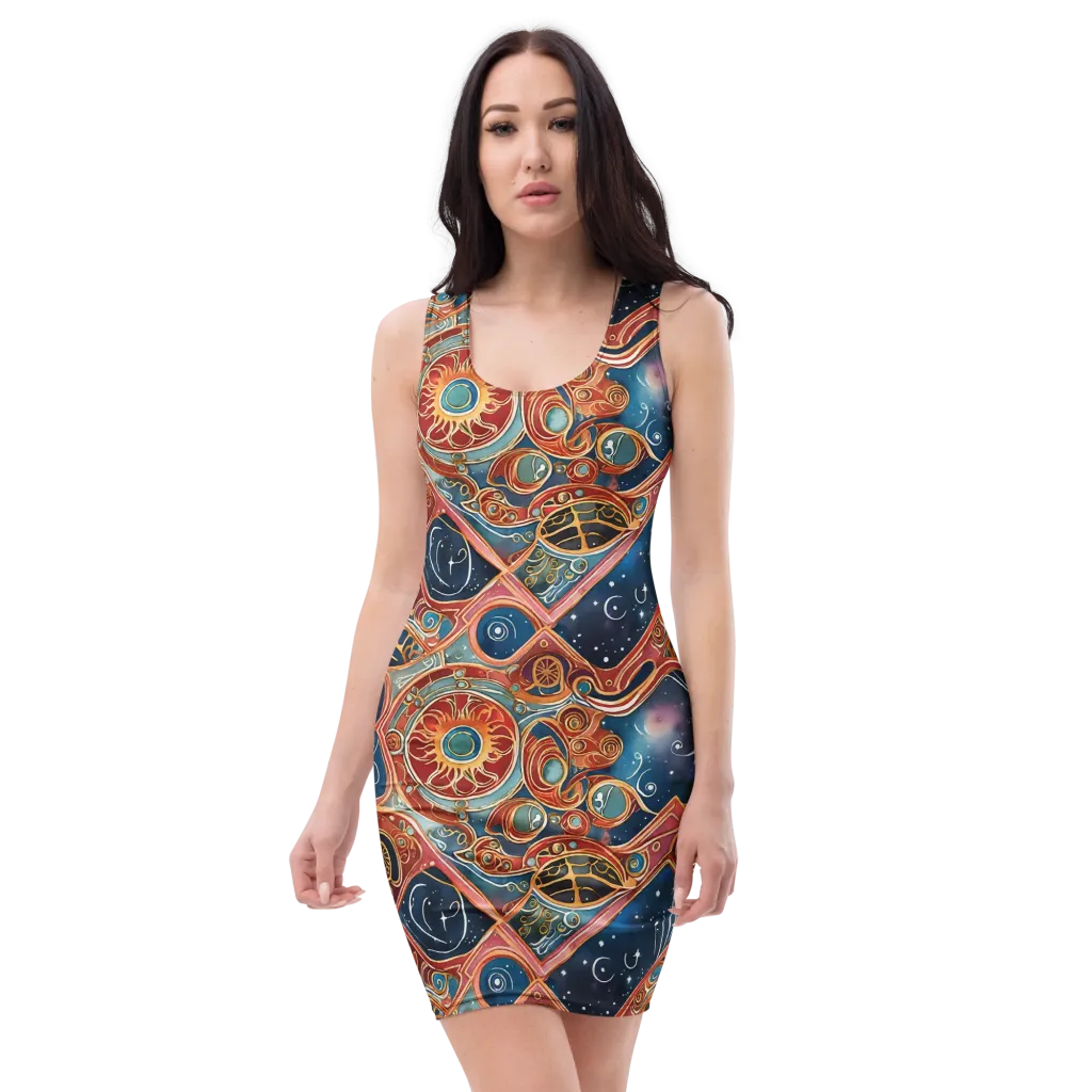 Celestial Filigree on Bodycon Dress — Front