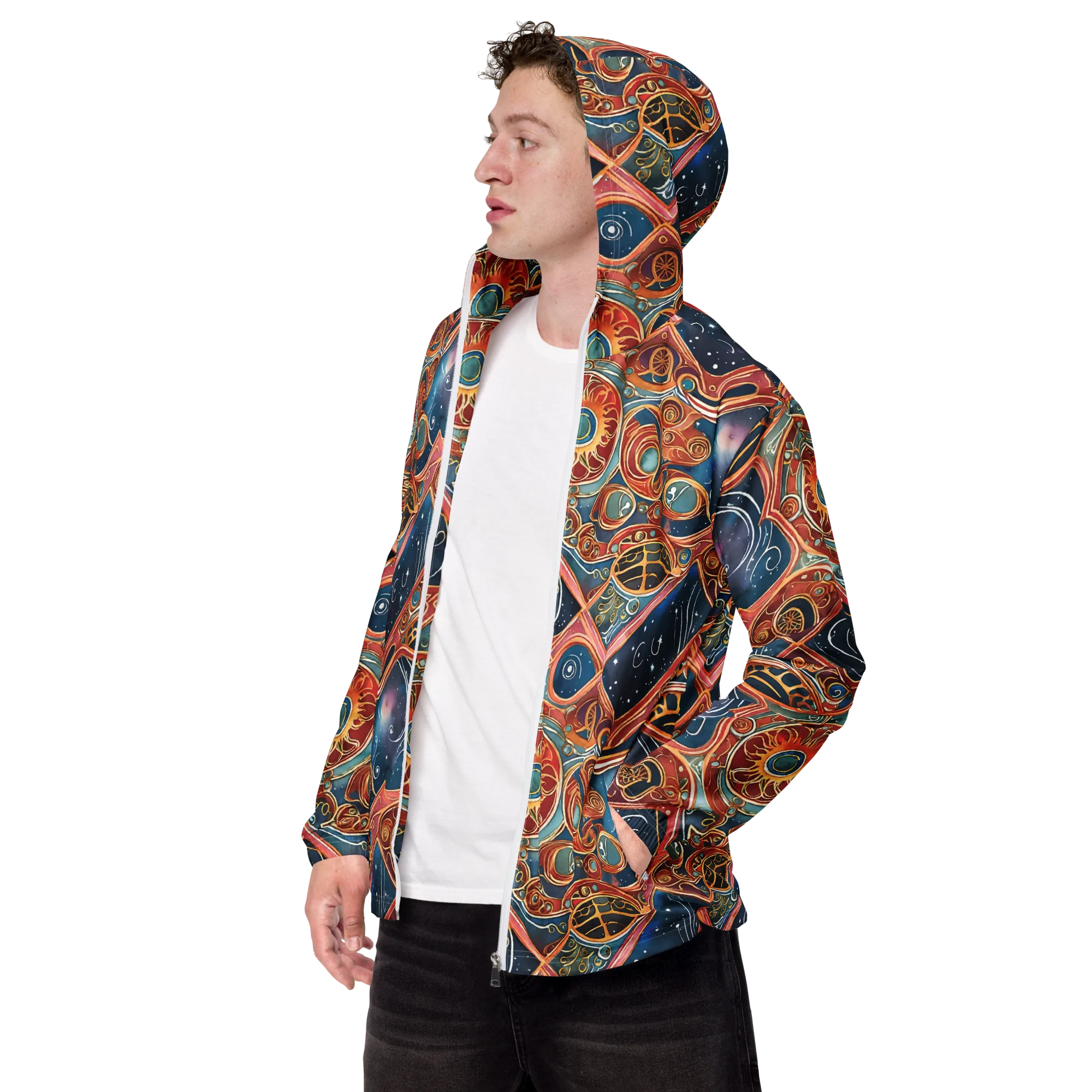 Celestial Filigree on Men's Windbreaker — Left Front