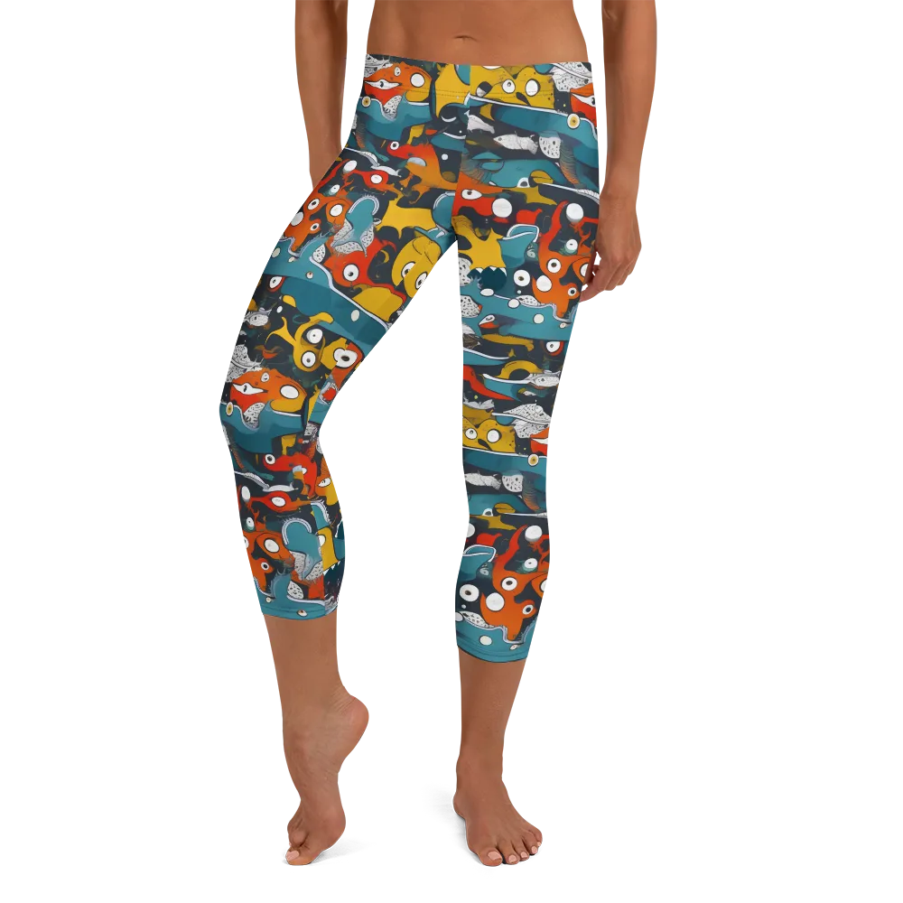 Tidal Oddities on Capri Leggings — Front