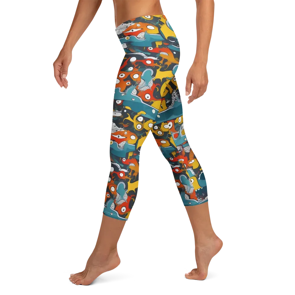 Tidal Oddities on Capri Leggings — Left