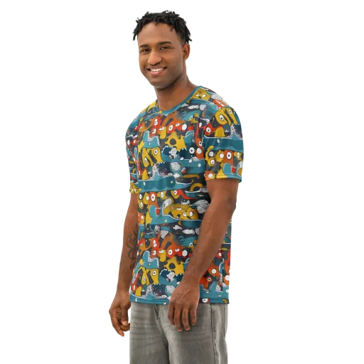 Tidal Oddities on a Men's Cotton Crew Neck T-Shirt