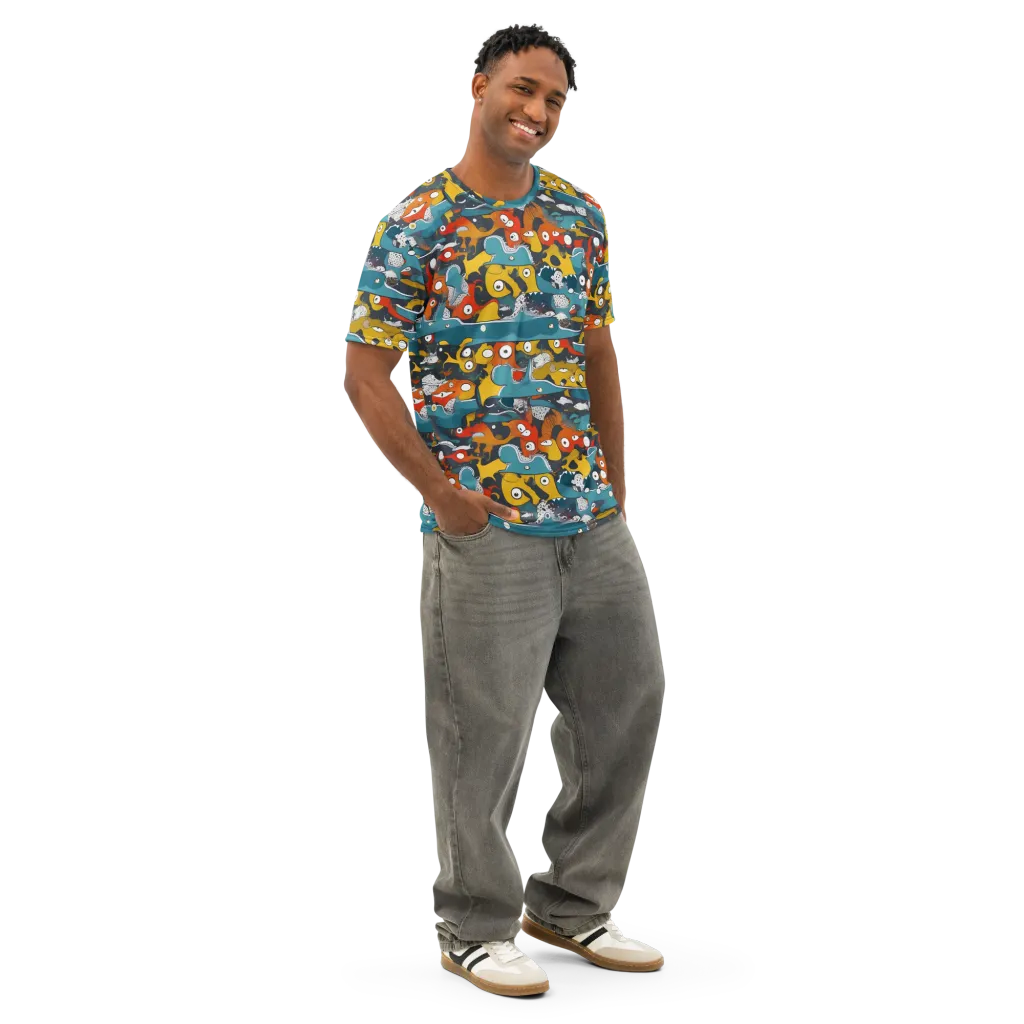 Tidal Oddities on Men's Cotton Crew Neck T-Shirt — Right Front