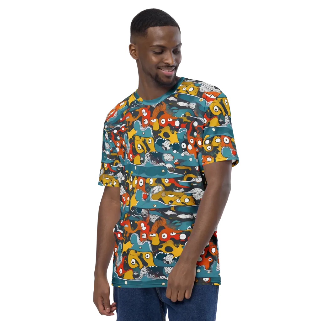 Tidal Oddities on Men's Crew Neck T-Shirt — Left sleeve