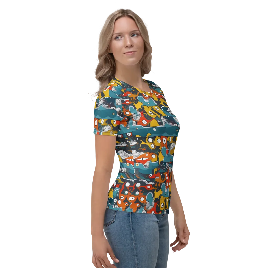 Tidal Oddities on Women's Crew Neck T-Shirt — Right sleeve