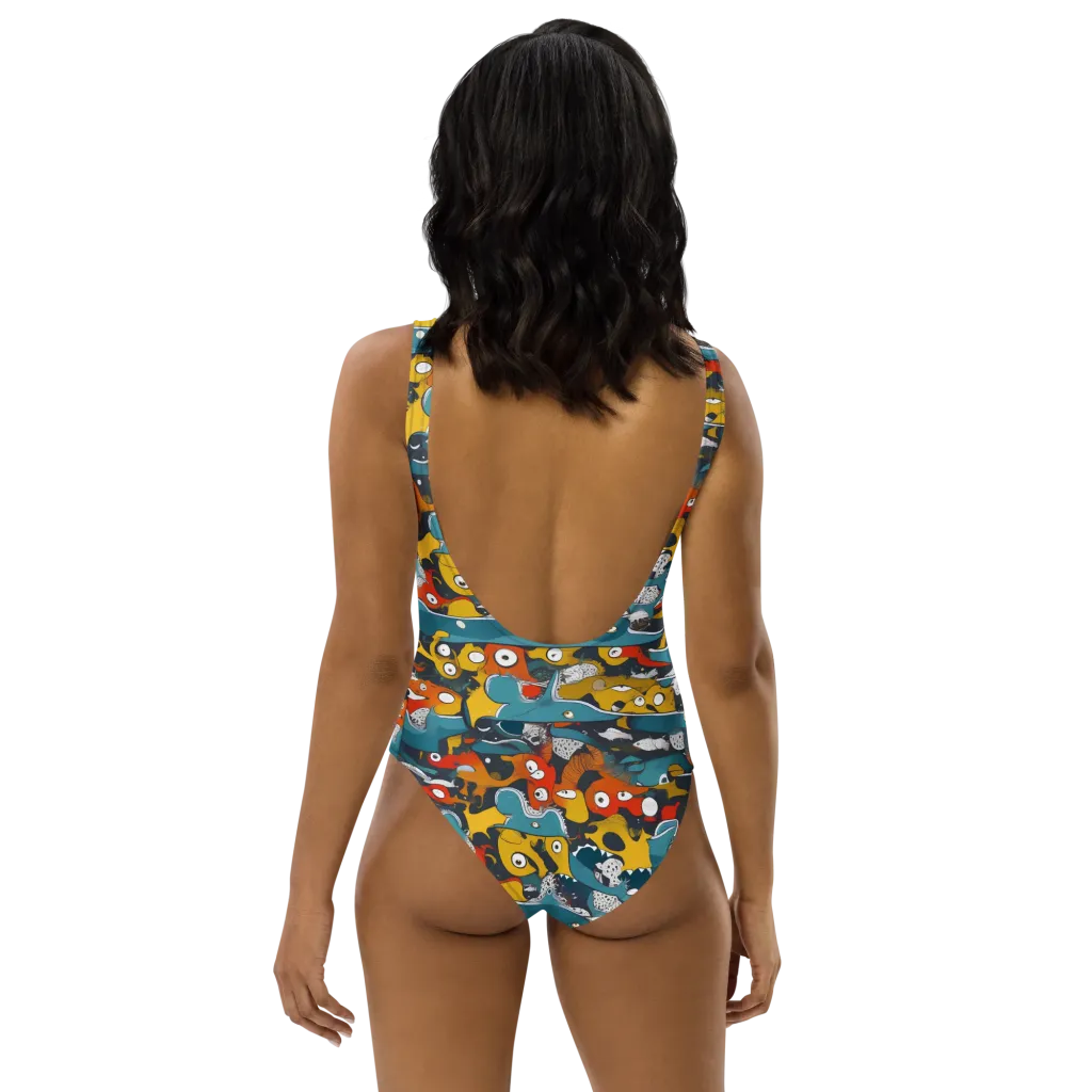 Tidal Oddities on One-Piece Swimsuit — Back print