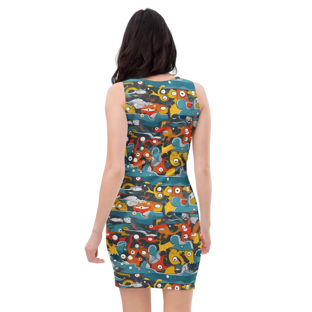 Tidal Oddities on Bodycon Dress — Back
