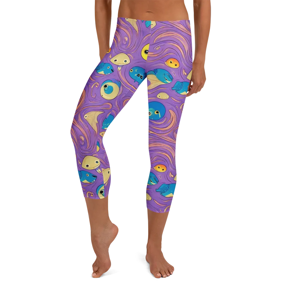 Violet Tide on Capri Leggings — Front