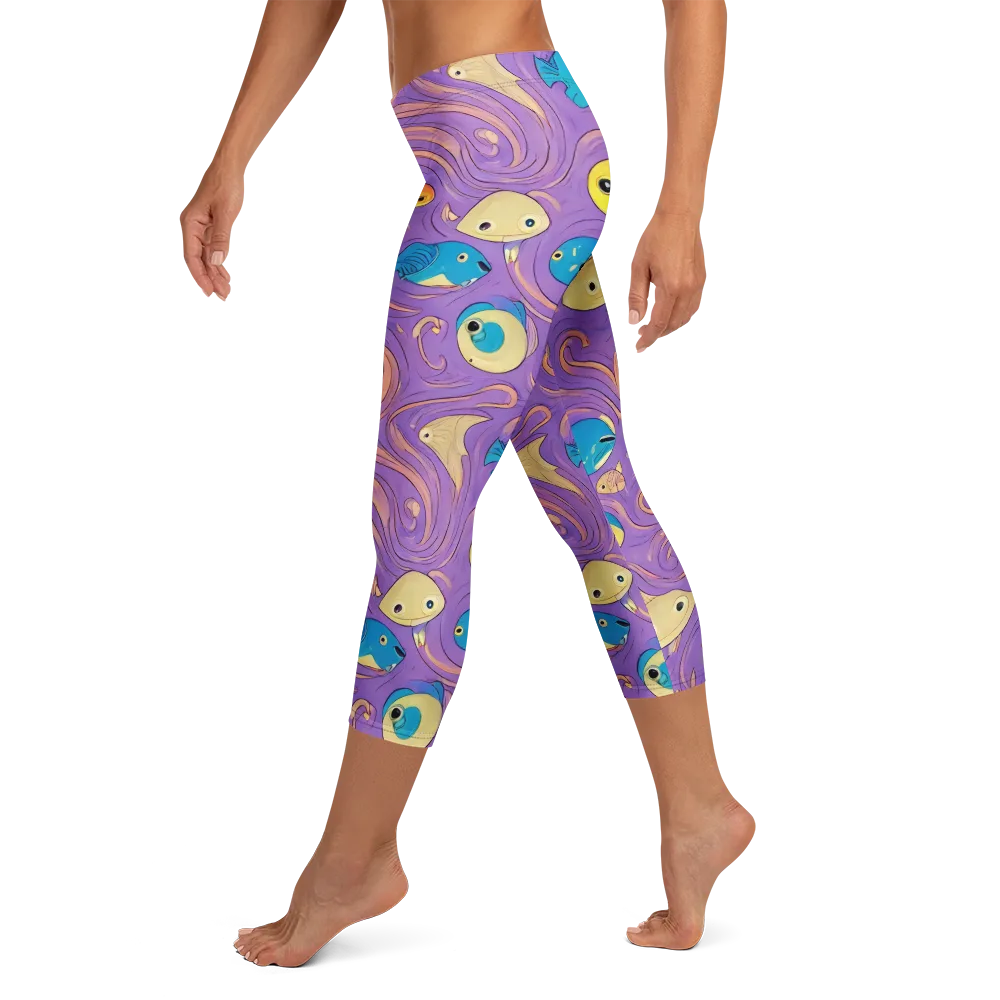 Violet Tide on Capri Leggings — Left
