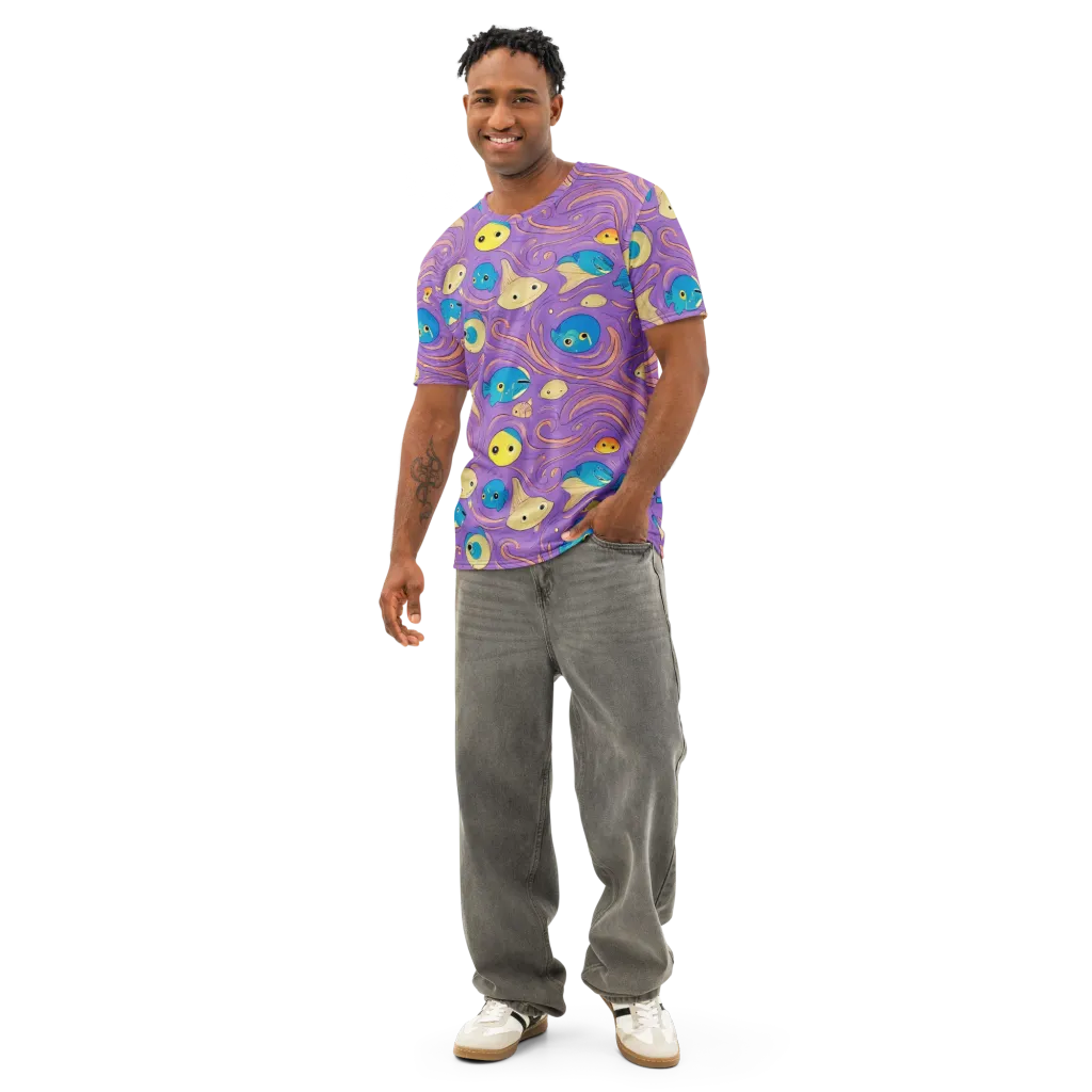 Violet Tide on Men's Cotton Crew Neck T-Shirt — Front
