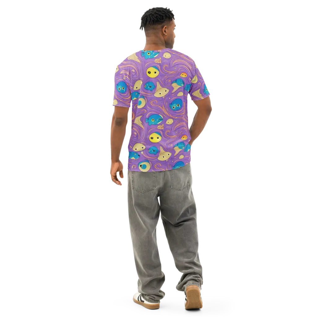 Violet Tide on Men's Cotton Crew Neck T-Shirt — Back