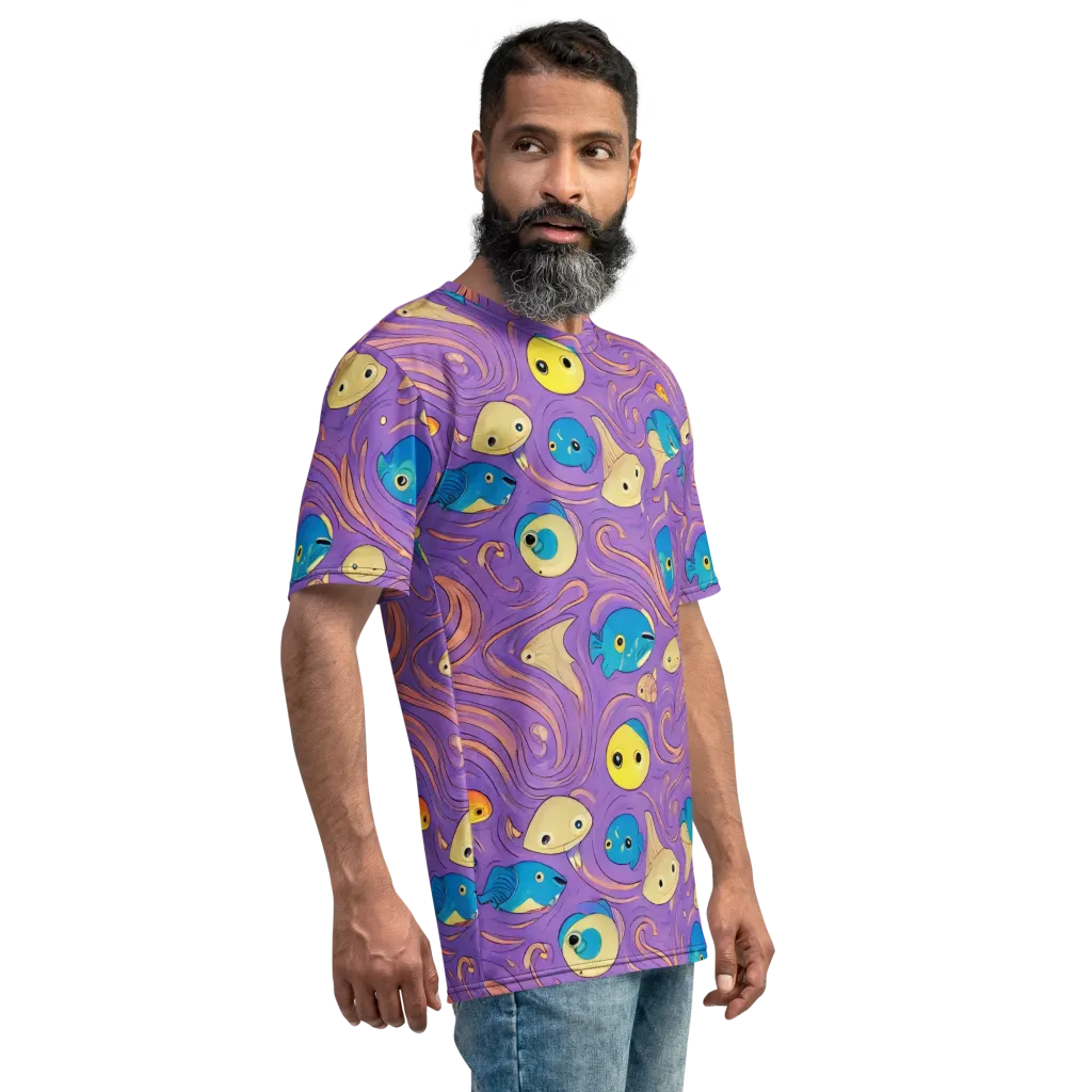 Violet Tide on Men's Crew Neck T-Shirt — Right sleeve