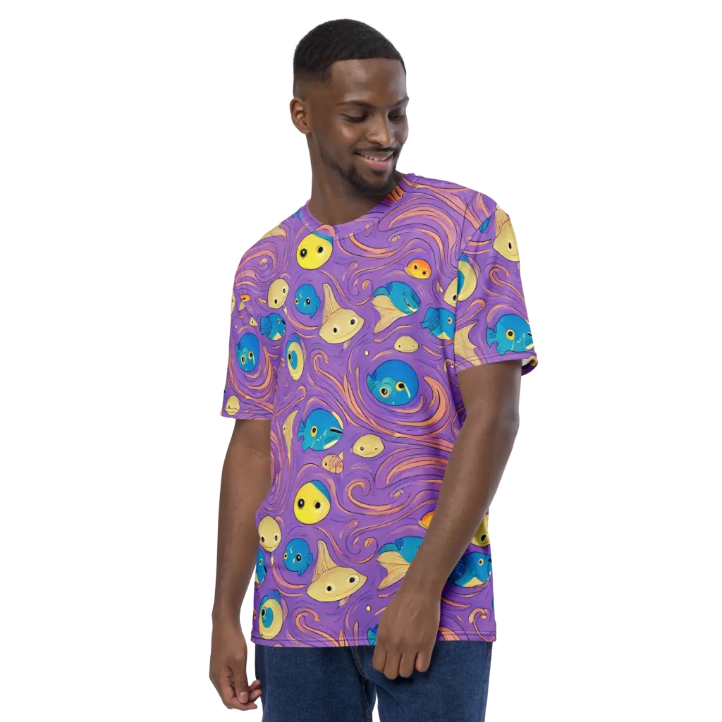 Violet Tide on Men's Crew Neck T-Shirt — Left sleeve