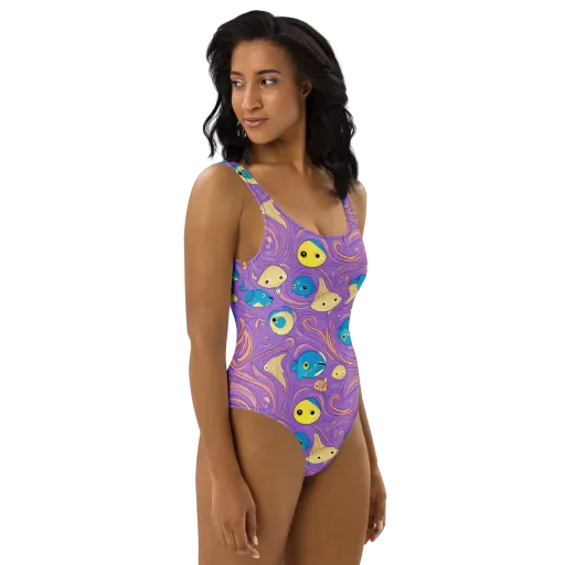Violet Tide on a One-Piece Swimsuit