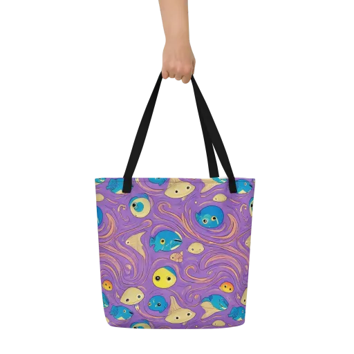 Violet Tide on a Large Tote Bag W/ Pocket