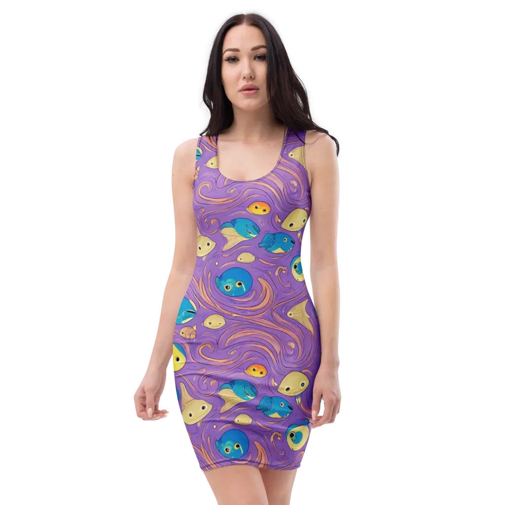Violet Tide on Bodycon Dress — Front
