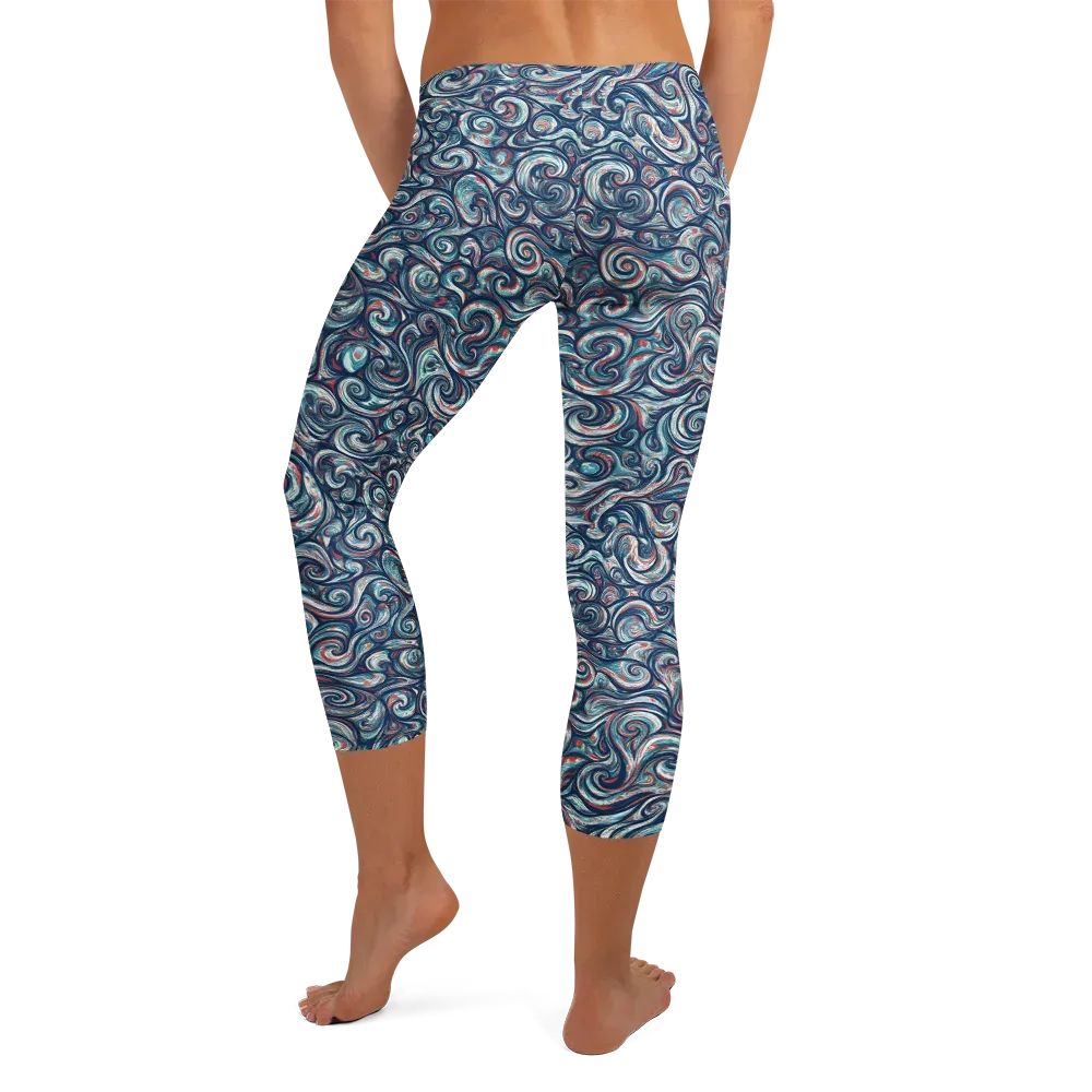 Indigo Vortex on Capri Leggings — Back