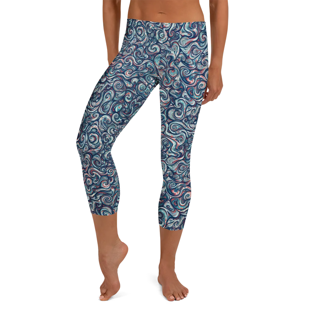Indigo Vortex on Capri Leggings — Front