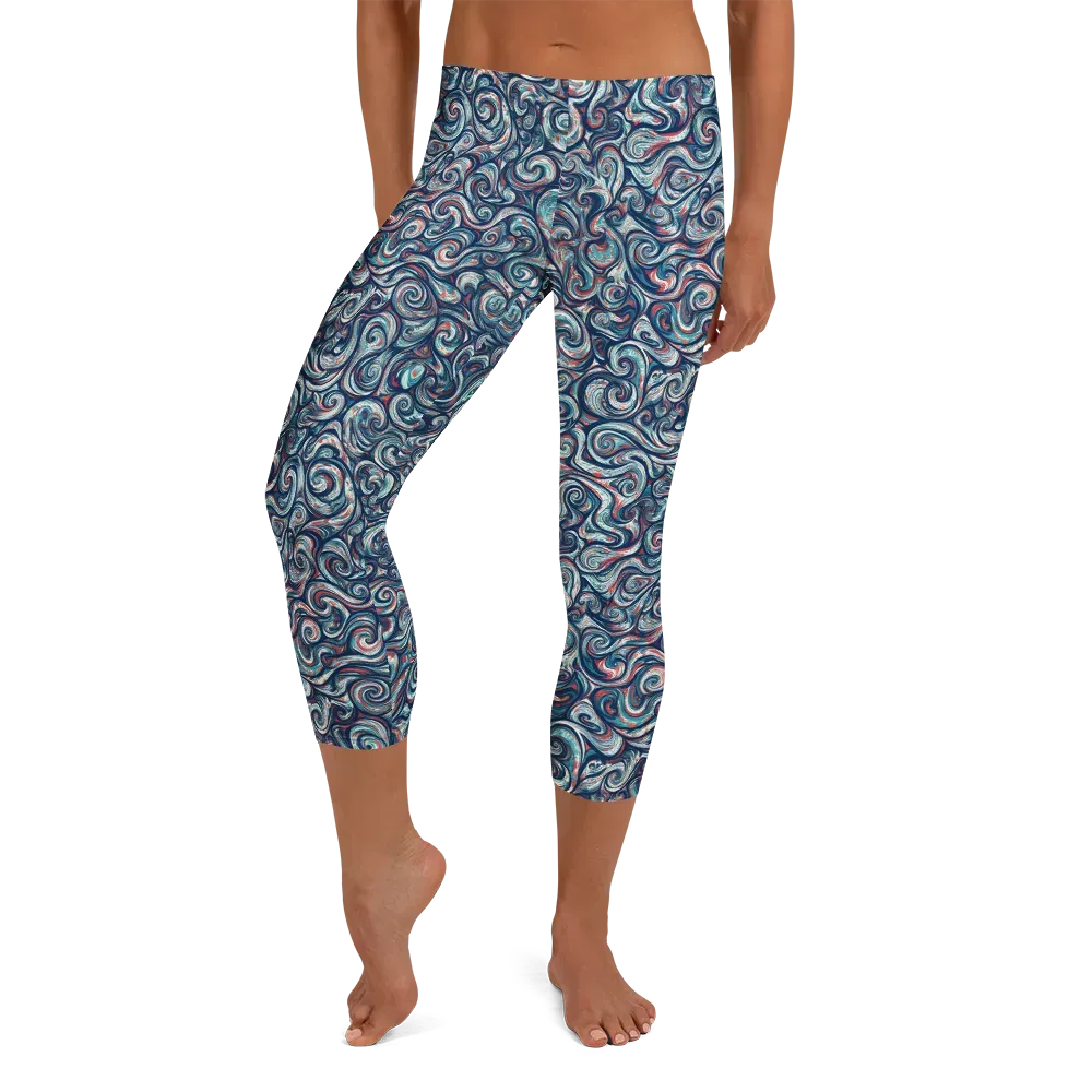 Indigo Vortex on Capri Leggings — Front