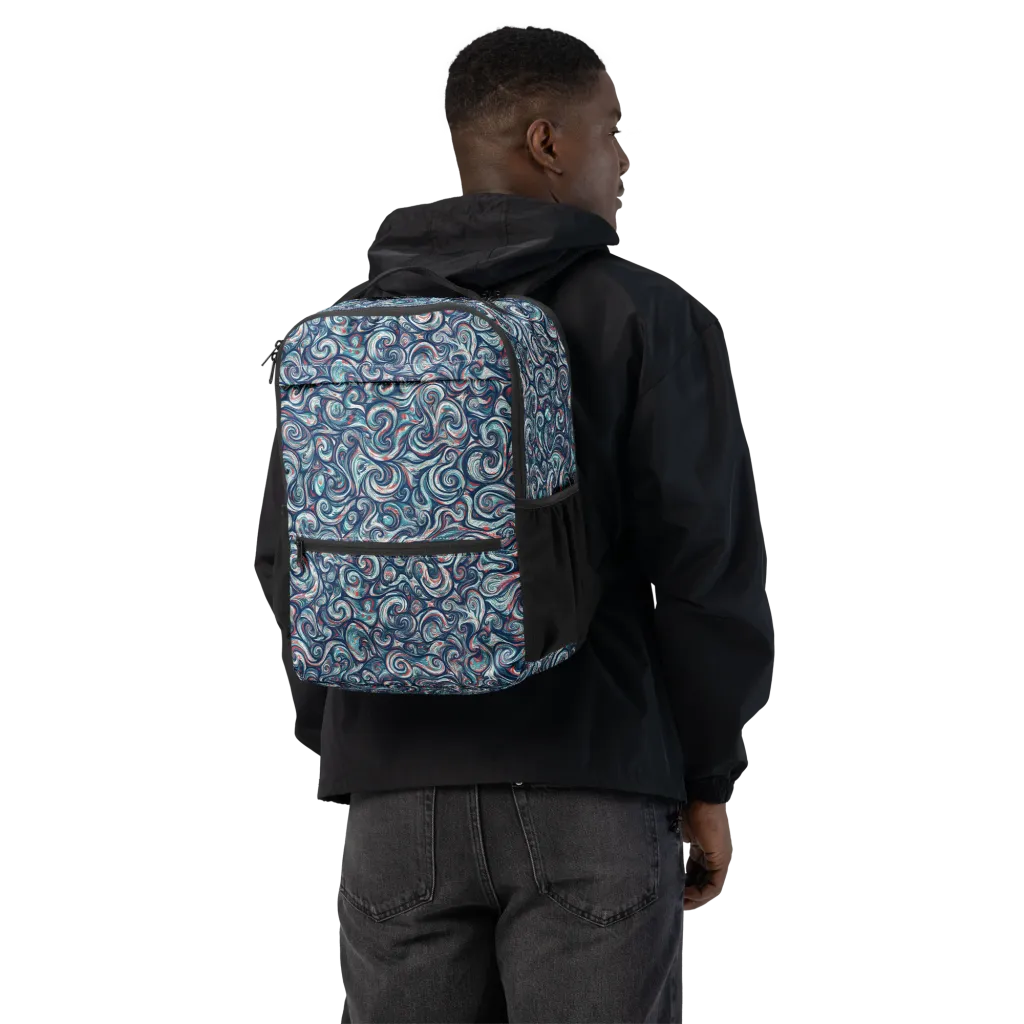 Indigo Vortex on Utility Backpack — Back